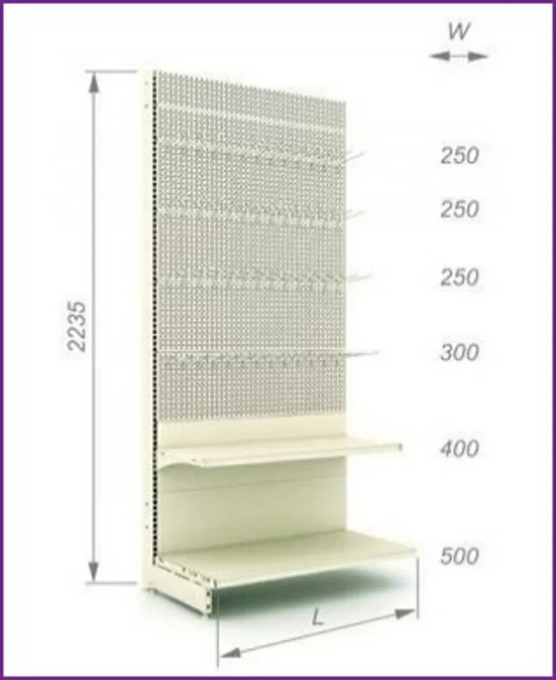 Стеллаж перфорированный,  Стеллаж с крючками