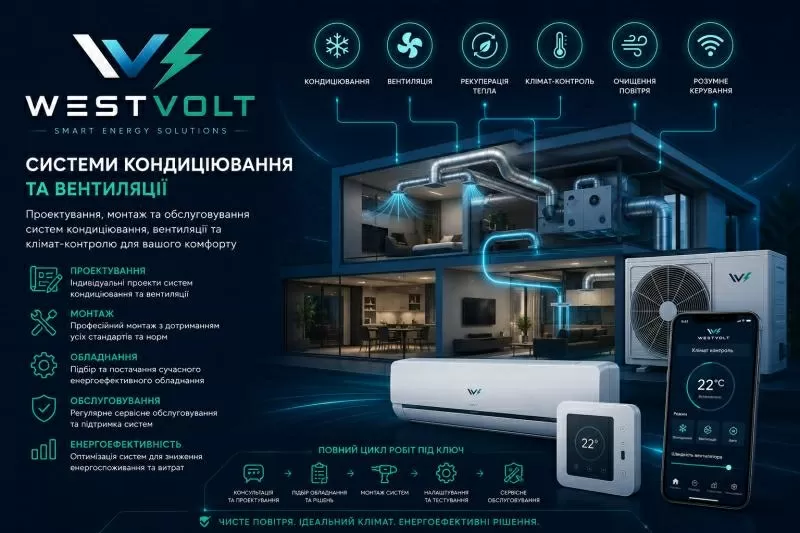 Електрик, Відеонагляд, Сонячні станції, Кондиціонери від WEST VOLT 2